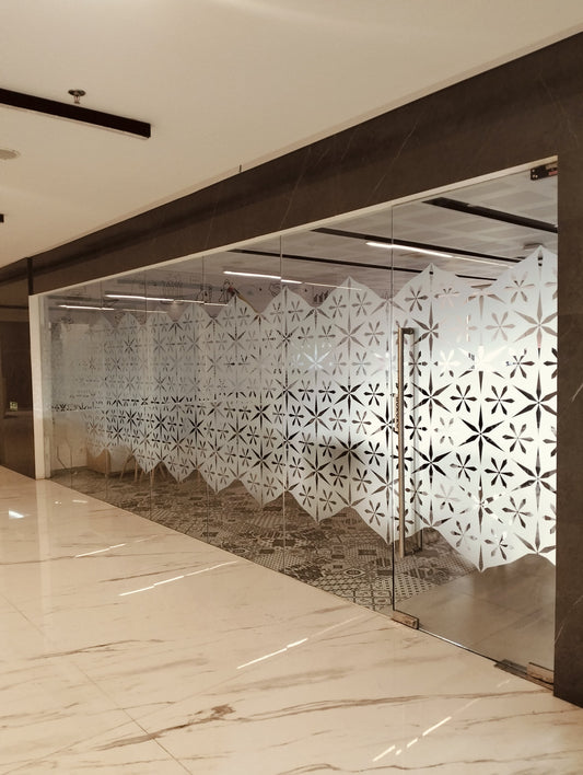 Jasa Sticker Sandblast Motif Jakarta untuk Kaca Kantor & Toko