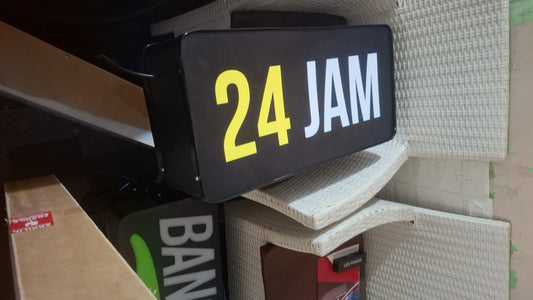 Neon Box 2 Sisi LED Akrilik 50×20 cm – Custom Logo & Branding Usaha