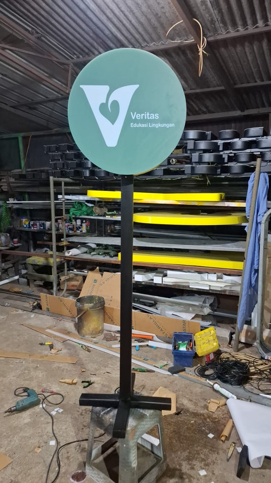 Standing Neon Box Portable 2 Sisi Diameter 80 cm | Neon Box LED Custom Berkualitas